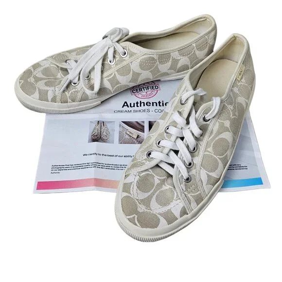 Coach Kalyn Womens Signature Canvas Sneaker Shoe COA Beige White Size 10 - Picture 6 of 14